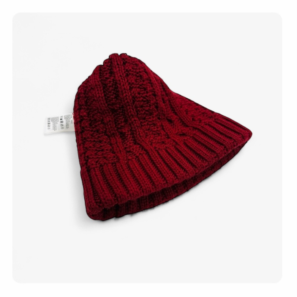 ★ Timberland Winter Woods Cable Beanie with Pom Pom - Burgundy ★ - Picture 11 of 17